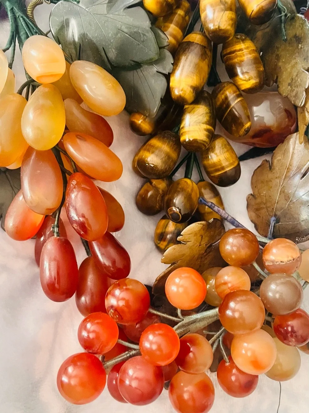 Decorative Gemstone Fruit Cluster Accent - Purple, Amber, Green